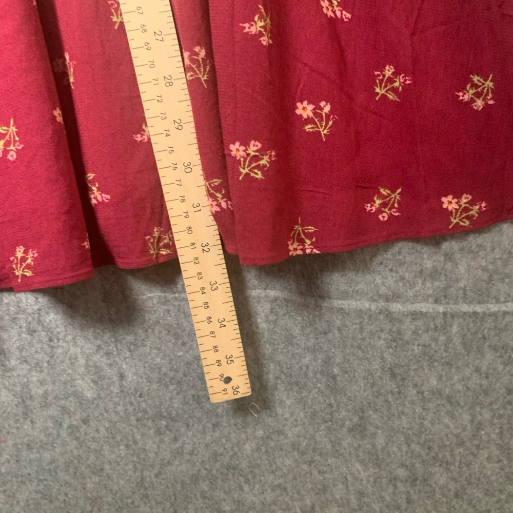 Free People Women Size Large Floral Boho Tie-Detail Mini Tea Dress Earth Red - Picture 10 of 11